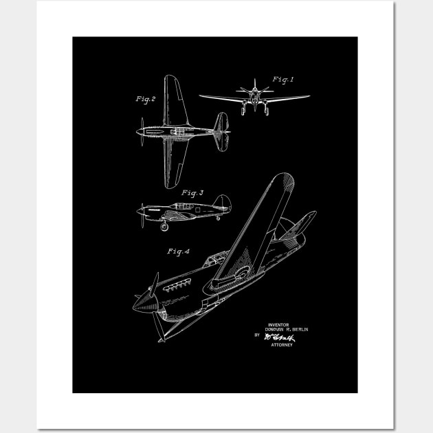 Airplane Vintage Patent Hand Drawing Wall Art by TheYoungDesigns